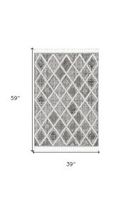 3' X 5' Cream And Charcoal Geometric Area Rug