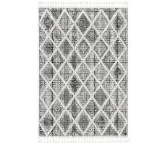 9' X 13' Cream And Charcoal Geometric Area Rug
