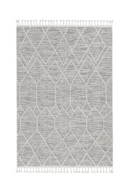 9' X 13' Ivory Grey Machine Woven Geometric Indoor Area Rug