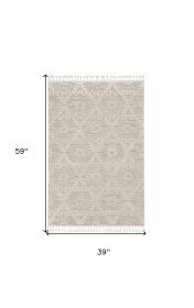 3' X 5' Ivory Chevron Area Rug