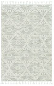 5' X 8' Beige and Ivory Geometric Area Rug