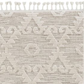 8' X 11' Ivory Beige Diamond Area Rug