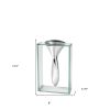 14" Clear Cylinder Aluminum And Crystal Glass Table Vase