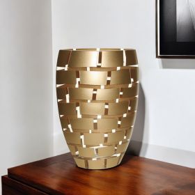 12" Gold And Clear Geometric Oval Lead Free Crystal Table Vase