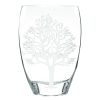12" Clear And White Tree Of Life Oval Lead Free Crystal Table Vase