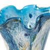 17" Blue And Green Cylinder Crystal Glass Table Vase