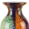 11" Blue Green And Orange Urn Murano Glass Table Vase
