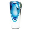 10" Clear And Blue Abstract Cylinder Lead Free Crystal Table Vase