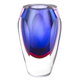 6" Clear And Purple Crystal Glass Table Vase