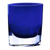 8" Cobalt And Clear Oval Lead Free Crystal Table Vase