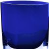 8" Cobalt And Clear Oval Lead Free Crystal Table Vase