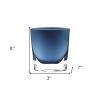 8" Midnight Blue And Clear Oval Crystal Glass Table Vase