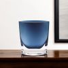8" Midnight Blue And Clear Oval Crystal Glass Table Vase