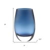 8" Midnight Blue And Clear Oval Lead Free Crystal Table Vase