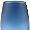 8" Midnight Blue And Clear Oval Lead Free Crystal Table Vase