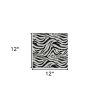 12" Black And White Zebra Iron And Resin Square Hanging Wall Tile