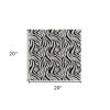 20" Black And White Zebra Iron And Resin Square Hanging Wall Tile