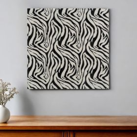 20" Black And White Zebra Iron And Resin Square Hanging Wall Tile