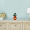 9" Amber And Green Mouth Blown Art Glass Pineapple Sculpture