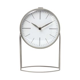 12" Gray Metal Table Clock