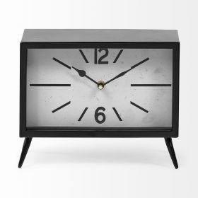 11" Black And White Metal Table Clock