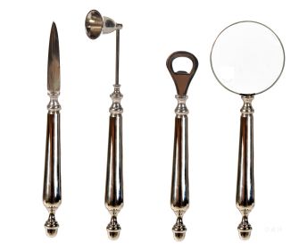 Magnifying Glass Letter Opener Bottle Opener And Candle Snuffer Set