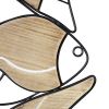 34" X 12" Natural and Black Fish Wood and Metal Hanging Dimensional Sculpture