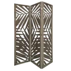 67" Gray Solid Wood Panel Screen Room Divider
