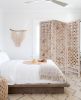 72" Pink Solid Wood Folding Three Panel Screen Room Divider