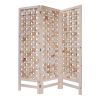 72" Pink Solid Wood Folding Three Panel Screen Room Divider