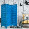 67" Light Blue Folding Three Panel Screen Room Divider