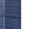 67" Dark Blue Solid Wood Folding Three Panel Screen Room Divider