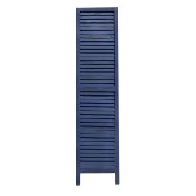 67" Dark Blue Solid Wood Folding Three Panel Screen Room Divider