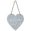 10" Gray Galvanized Metal Heart Shaped Welcome Wall Decor