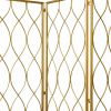 71" Gold Iron Folding Three Panel Screen Room Divider