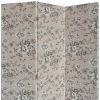 71" Beige and Black Fabric Folding Three Panel Screen Room Divider