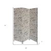 71" Beige and Black Fabric Folding Three Panel Screen Room Divider