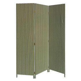 71" Green Fabric Folding Three Panel Screen Room Divider