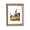 16" x 20" Gray And Brown Distressed Solid Wood Hanging Picture Frame with Mat
