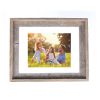 16" x 20" Gray And Brown Distressed Solid Wood Hanging Picture Frame with Mat