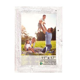 11" x 17" White Solid Wood Hanging Picture Frame