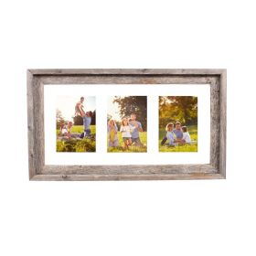 5" x 7" Natural Distressed Reclaimed Wood Hanging Picture Frame with Mat