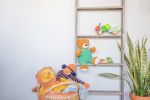 60" Gray Rustic Five Step Wood Ladder Shelf