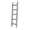 5 Step Rustic Espresso Gray Wood Ladder Shelf