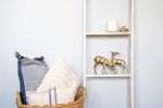 60" White Rustic Four Step Wood Ladder Shelf