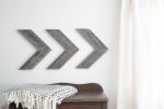 Set of Three Gray Distressed Wood Hanging Arrow Dimensional Sculptures