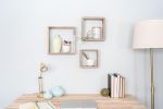 Set of Three Smoky Black Wood Square Hanging Dimensional Sculpture