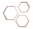 Set of Three Gray Wood Hexagon Wood Open Box Shelves