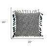 20" Slate Gray Abstract Cotton Throw Pillow With Tassels