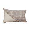 14" X 24" Beige Cotton Throw Pillow With Fringe